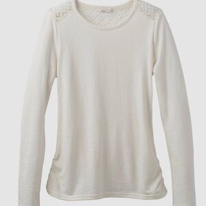 PrAna Elegant Cream Lace Detail Women's Top